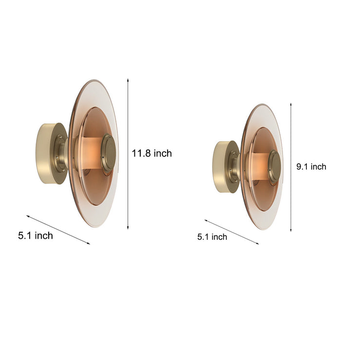 Nordic Double Layer Round Glass Electroplated Metal LED Wall Lights
