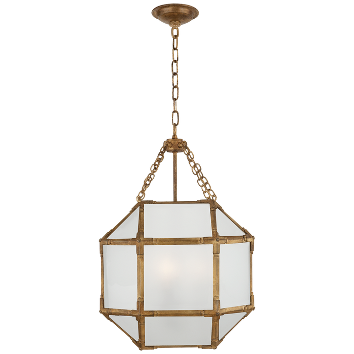 Morris Small Lantern Brass with White Glass