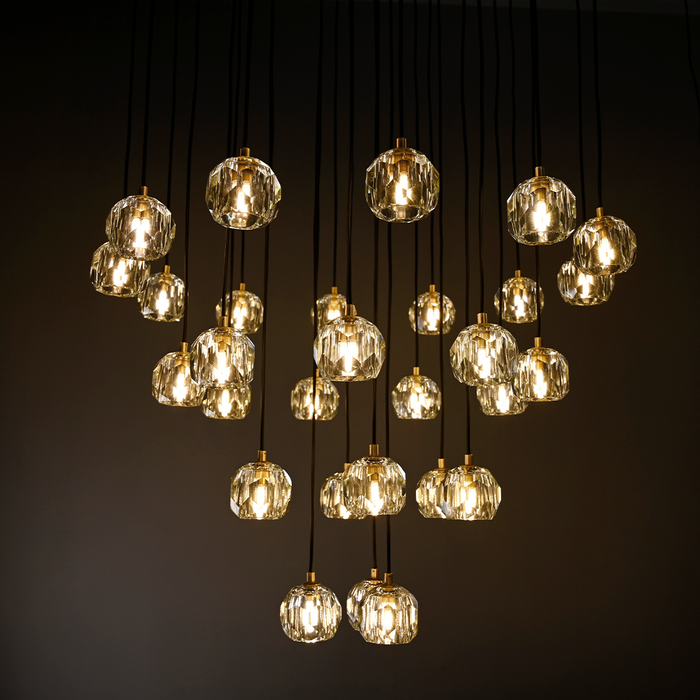 Bille De Crystal Round Cluster Chandelier 30"