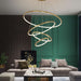 Amina Gold Multi Rings Chandelier for Lobby Villa