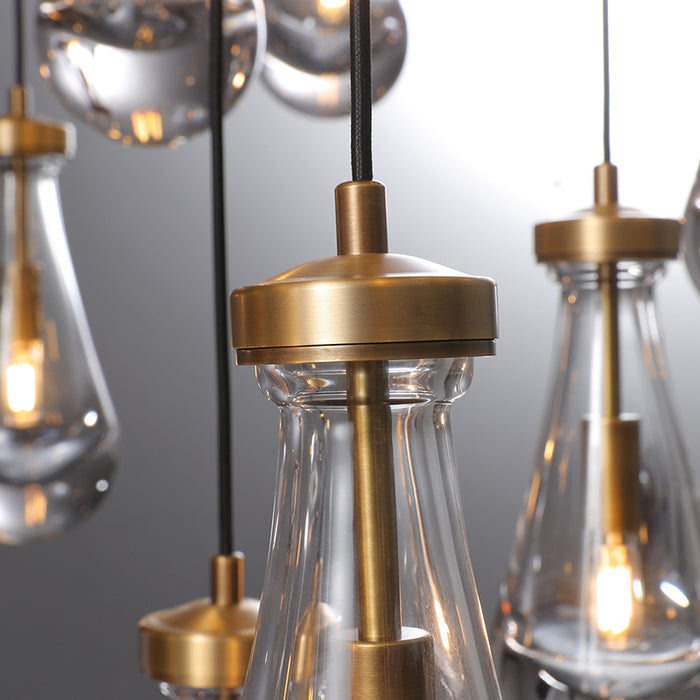 Raindrop Glass Linear Chandelier 54"