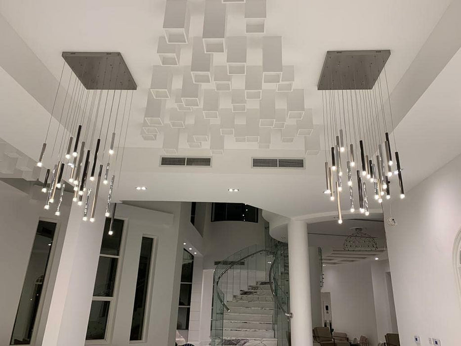 Bellini Square Tri-Tone Tubular Pendant Light Chandelier