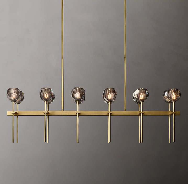 Bille De Crystal Ball Double Linear Chandelier 60"