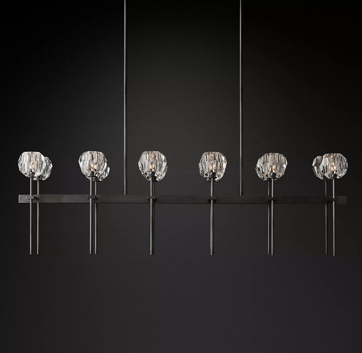 Bille De Crystal Ball Double Linear Chandelier 60"