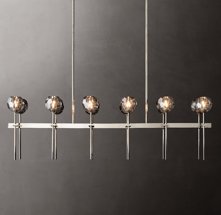 Bille De Crystal Ball Double Linear Chandelier 60"